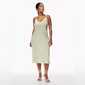 Aritzia Only Slip Satin Midi Dress - size xs - silver sage green